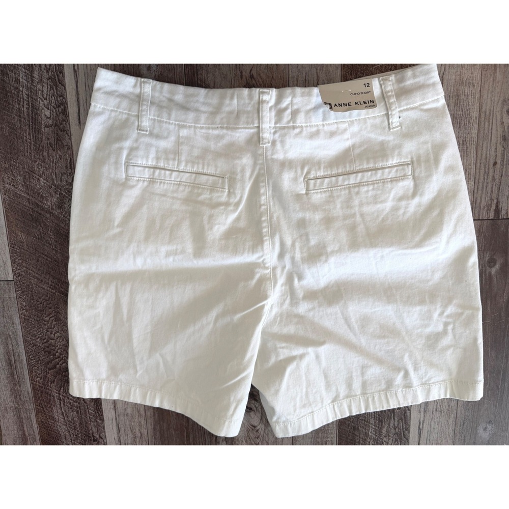 Anne Klein Chino Shorts Size 12 White Casual Summer Preppy Classic Minimalist - Picture 2 of 7